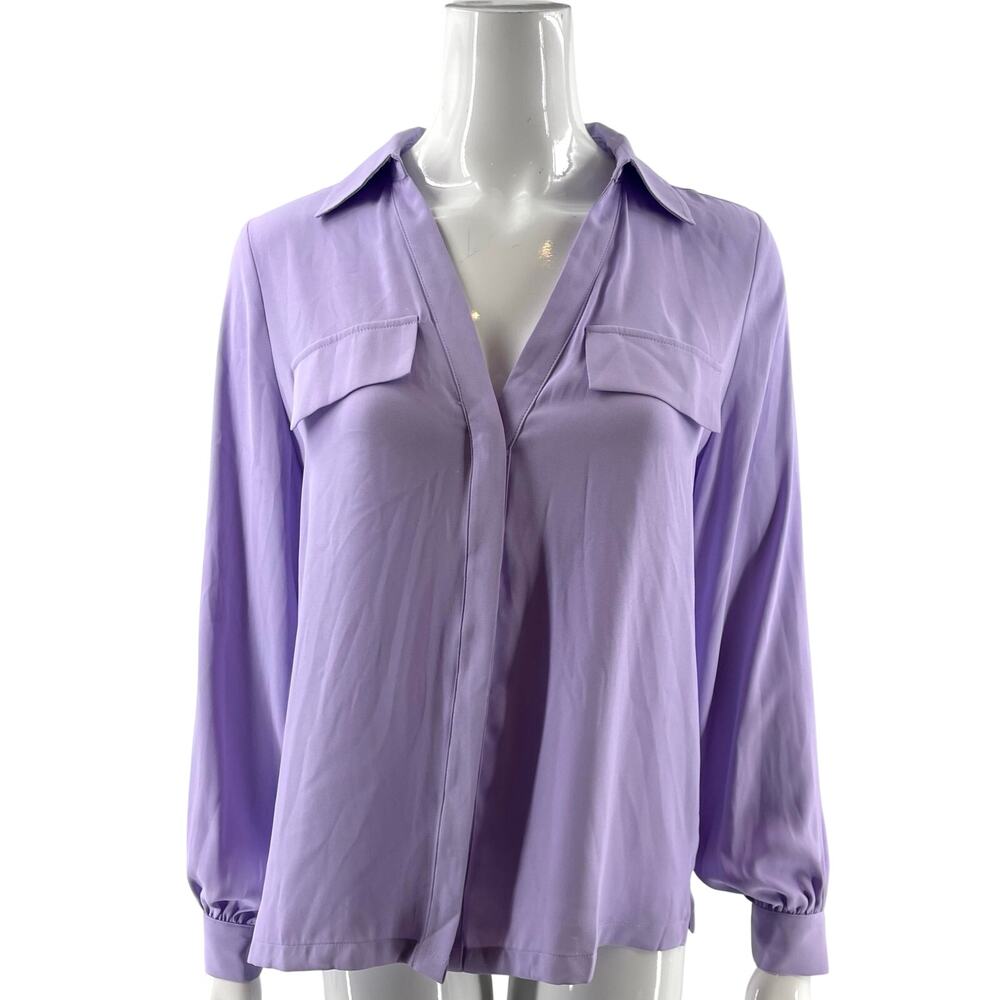 WHBM Outlet Womens Top Size Small Lavender Purple Collared Soft Shirt NEW